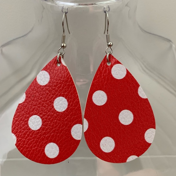 Jewelry - 🌻3 for $15🖤Faux Leather Teardrop Dangle Earrings